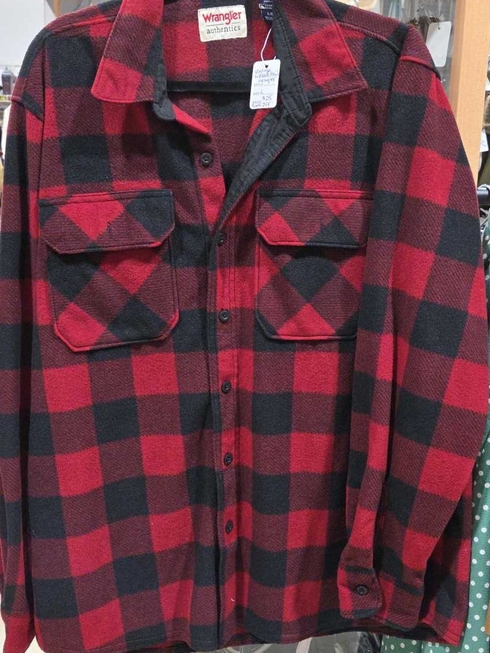 Wrangler Red and Black Plaid Flannel Shirt